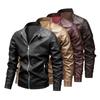 Leather Men's Slim Fit Jacket Trendy Jacket Men's Motorcycle Clothing Large Size Stand-Up Jacket Top
