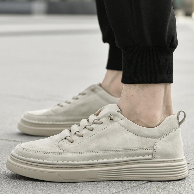 High Quality Men's New Leather Comfortable Board Shoes Fashionable Lace Up Low Cut Breathable Outdoor Sports Leisure Men's Shoes