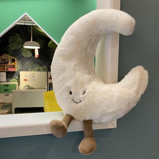 Moon Sun Pillow Cartoon Style Elastic Fully Filling Plush Stuff Toy Sofa Bed Couch Decoration Companion Office Nap Pillow Car Seat Pillow