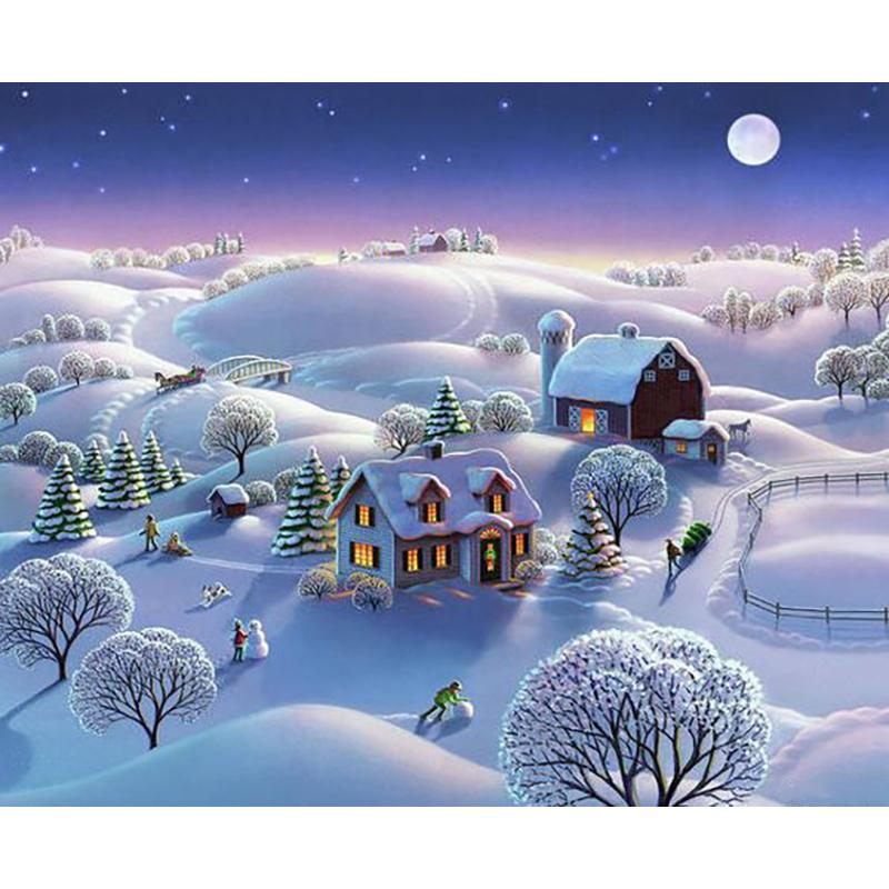 DIY Snow Scenery 5D gyémánt festés teljes kör fúró táj gyémánt hímzés keresztszemes készlet fali művészet lakberendezési ajándék