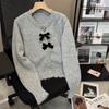 Design Sense Bow Casual Versatile Sweater Jacket Women's New Spring and Autumn Lace Knitted Cardigan Top Trendy