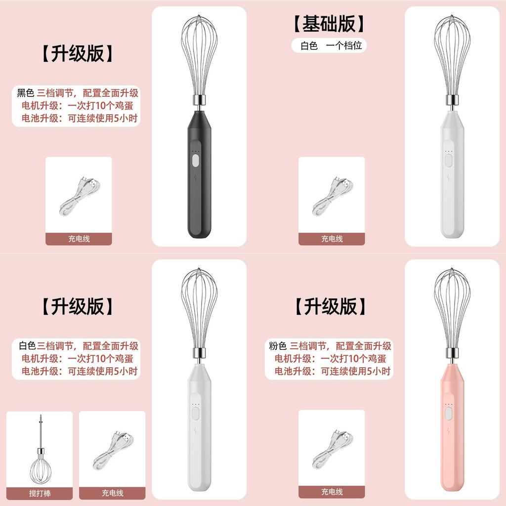 Handheld Electric Egg Beater With 3speed Wireless Operation For Baking And Cream Whipping