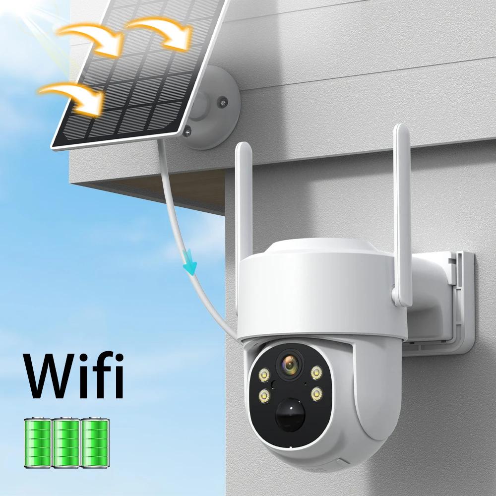 4G SIM Card Solar IP Camera 4MP HD Outdoor Wireless WIFI Built-in Battery Powered PTZ Camera PIR Human Detect 2-Way Audio iCsee