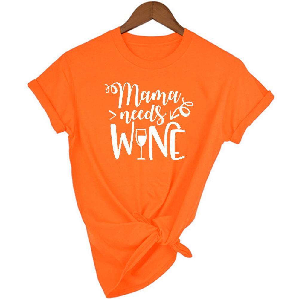 Mama Needs Wine Print Graphic Tees Women Aesthetic Clothes Casual O Neck Short Sleeve T Shirt