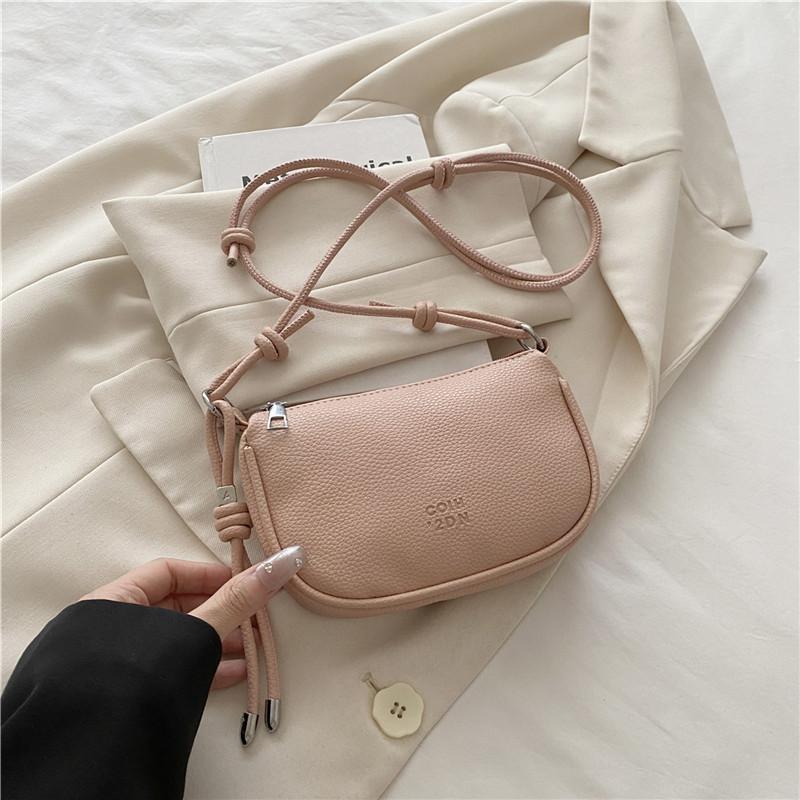 Simple Solid Color Lychee Texture Women Casual Shoulder Bag For Daily Use