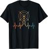 Amateur Radio Operator Heartbeat T-Shirt Graphic Tee Cotton Short Sleeve Pullover for Men