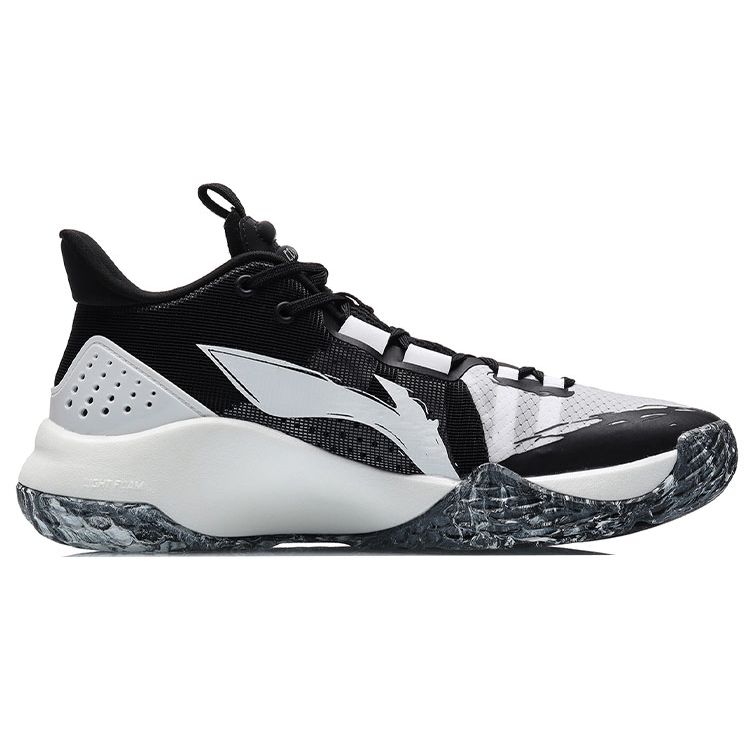 Li Ning Combat Low Shock Absorption Non-Slip Wear-Resistant Basketball Shoes Men Sneakers Black White ABPR027-3