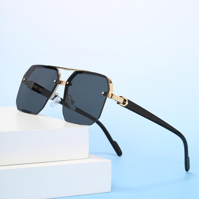 Protective Glasses Oversize Double Bridges Polygon Square Metal Sunglasses Fashion Gradient UV400 Trending Women Sun Glasses