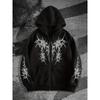 Men's Gothic Dark Style Printed Zipper Hoodie, a Fashionable Street Trend Zipper Hoodie Suitable for Casual Occasions