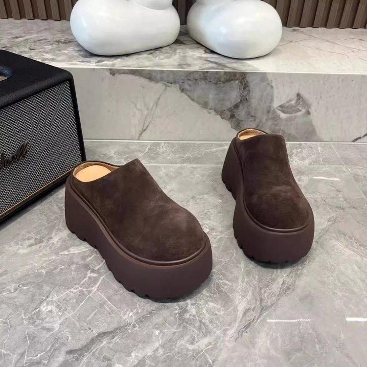 Fashion New 2024 Autumn Women's Mules Slippers Comfort Platform Flats Shoes Ladies Fashion Round Toe Thick Heel Slip On Outdoor Slides