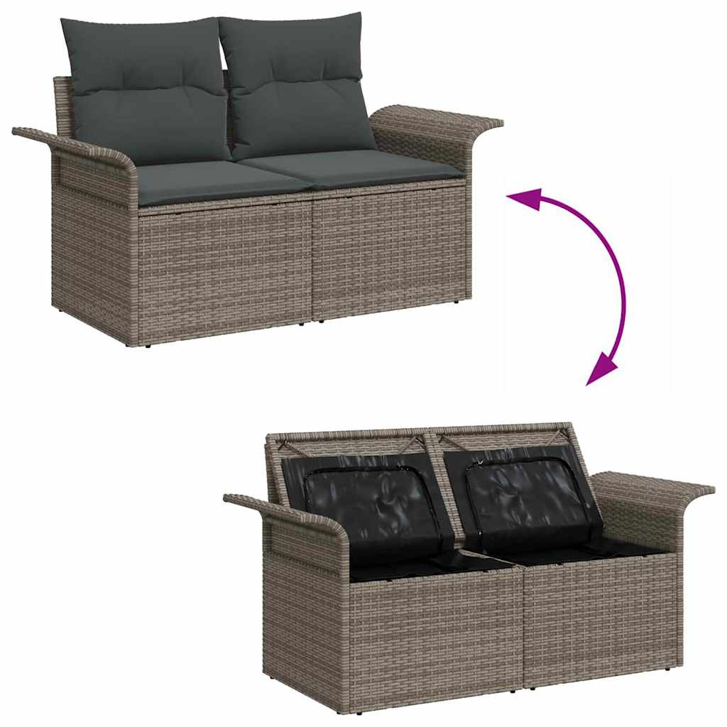 Garden Sofa Set with Storage 5 Pcs Grey Poly Rattan