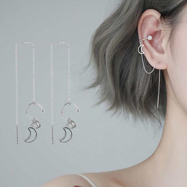 Mode Minimalistiska Långa Örhängen Silverfärg Enkel Tofs Kedja Statement-örhängen Kvinnor Korea Joker Öronlinje Smycken Gåva