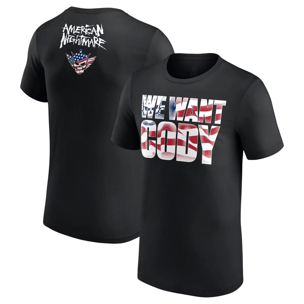 Mujeres Hombres Negro Cody Rhodes Neón Pesadilla Americana Camiseta Verano Manga Corta Camisetas para Hombre Moda Ropa para Niños Tops