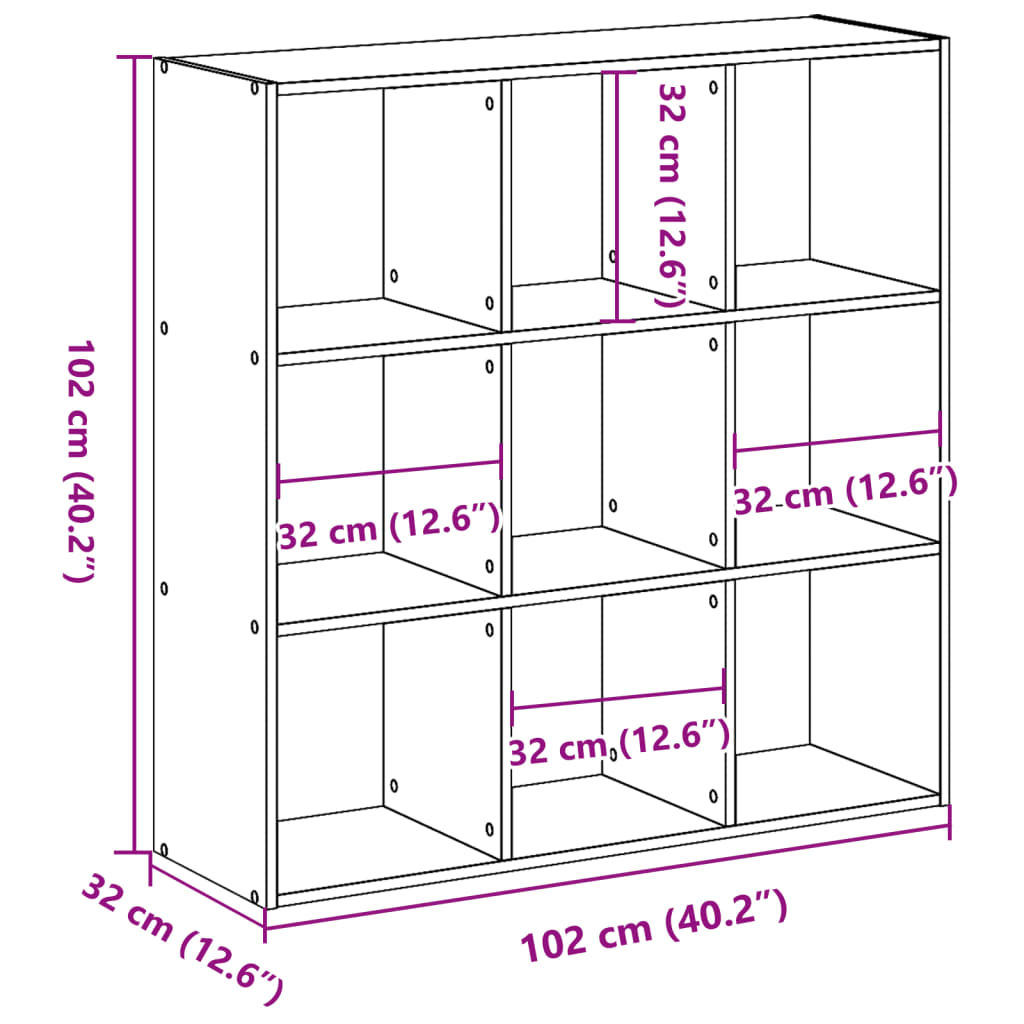 Bookshelf Reclaimed Wood Look 102x32x102 cm Engineered Wood