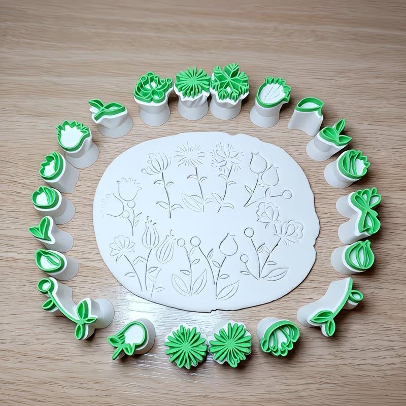 Çiçek Yaprak Tasarımlı Kil Mühür ve Kalıplama Seti Kendin Yap El Sanatları ve Sanat Eserleri Yapımı İçin, Seramik, Scrapbooking, Kart Yapımı