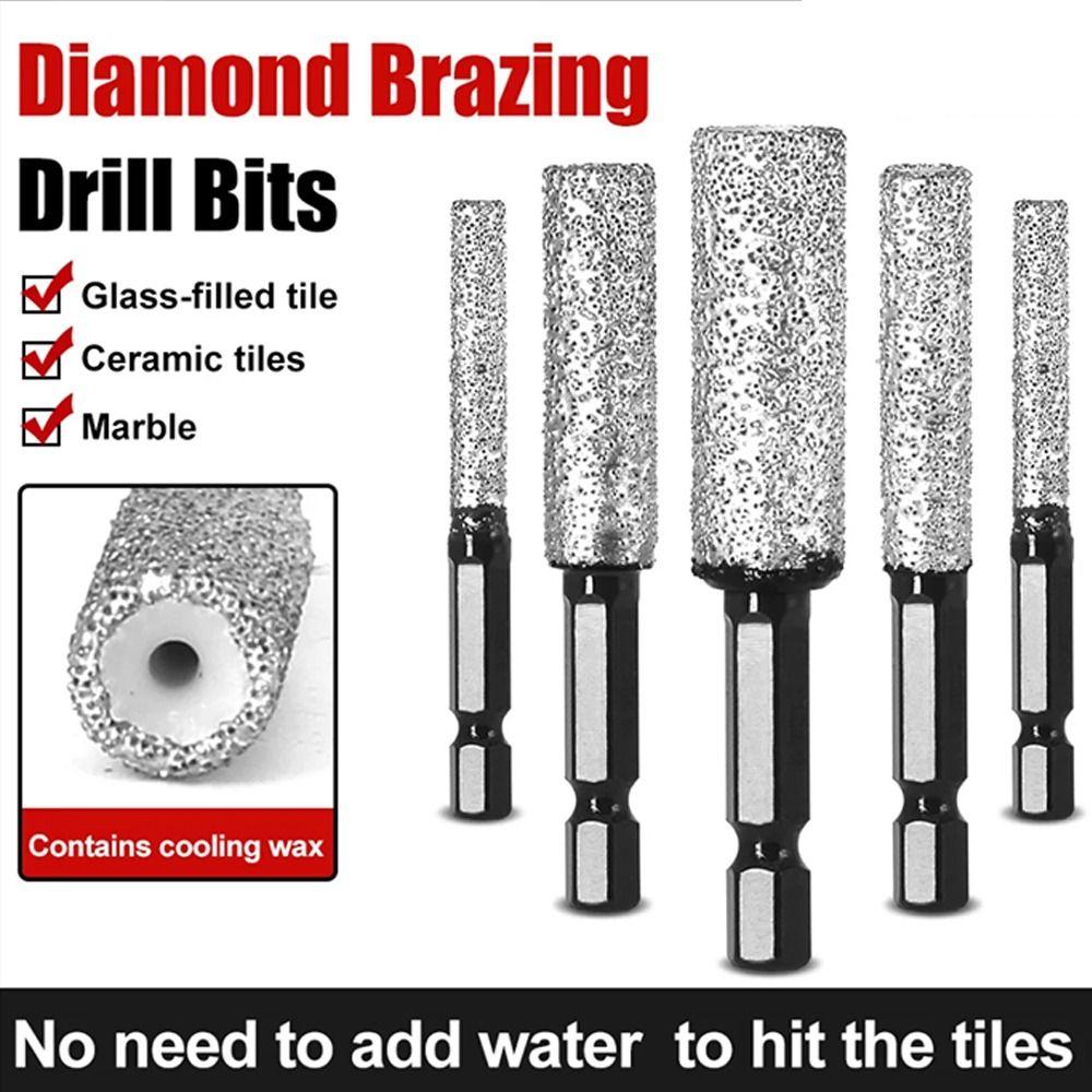 6/8/10/12mm Diamond Drill Bit Hexagonal Shank Ceramic Dry Ceramic Tile Hole Saw Granite Brazing Hole Opener