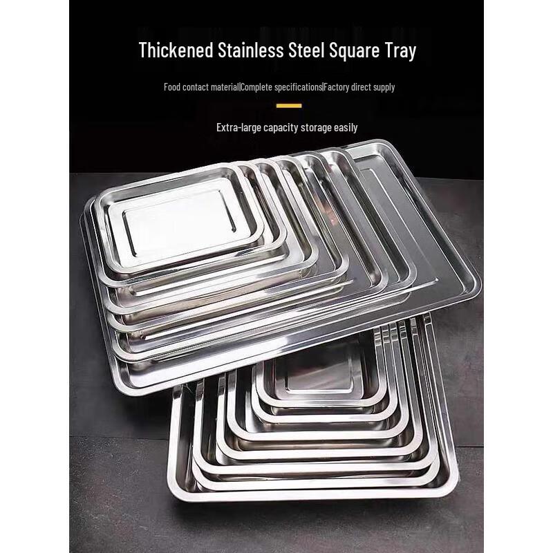 HANDUNYOU Extra Deep Rectangular Stainless Steel Tray