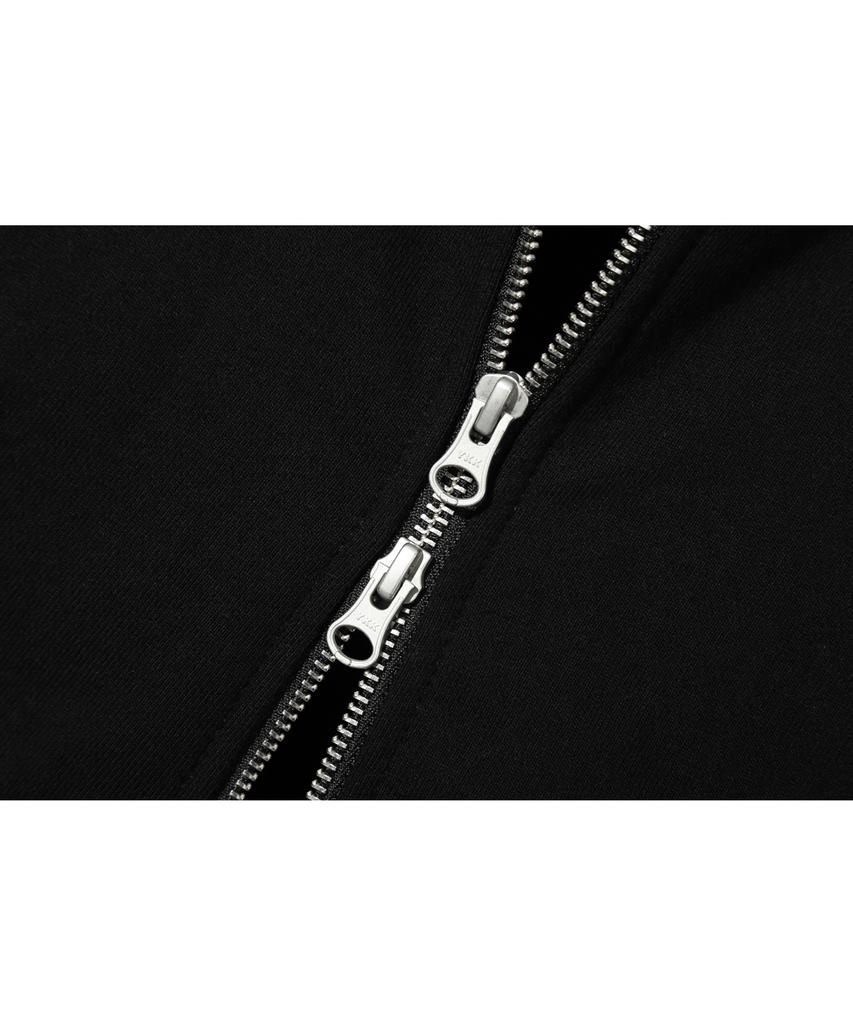 Basemoment Rivet Crop Zip-Up Hoodie (Heavyweight) Black