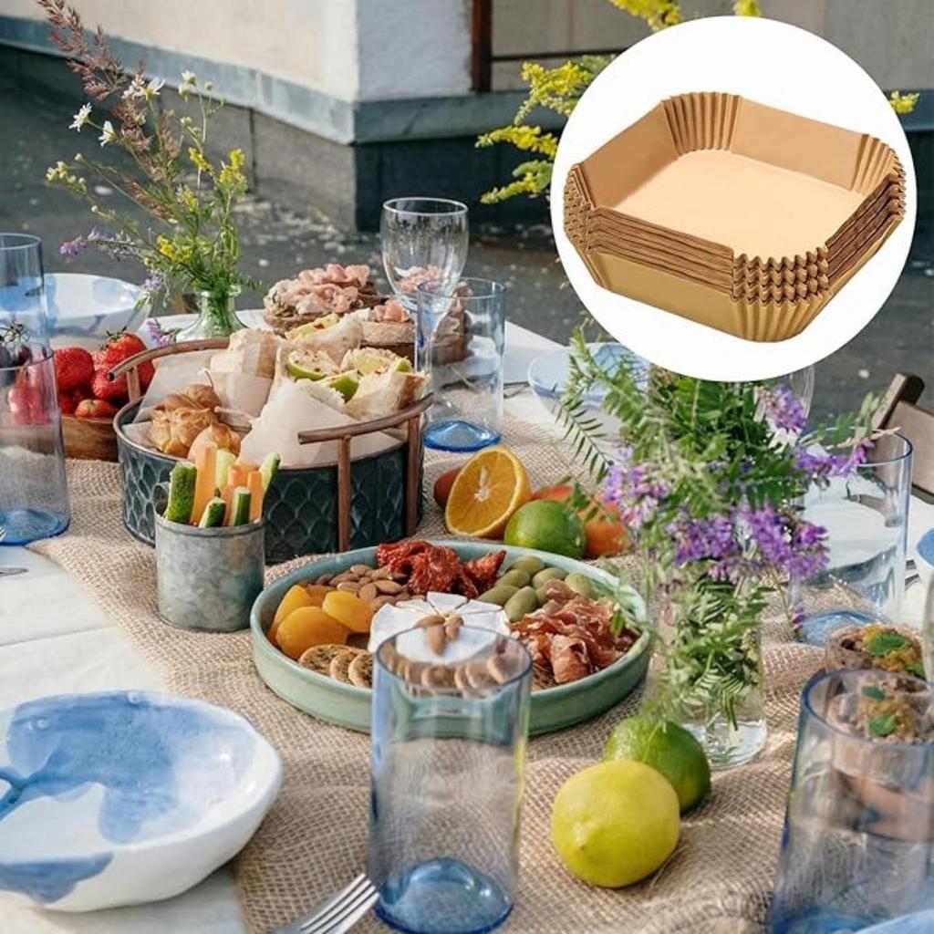 50/100PCS Air Fryer Disposable Paper Liners Square Paper Liner Oil-proof, Water-proof, Baking Paper for Baking Roasting Microwave