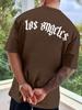 Los Angeles Tryck T-shirt, Mångsidig & Andningsbar Streetmode För Män, SCasual Rundhals Kortärmad T-shirt För Sommaren