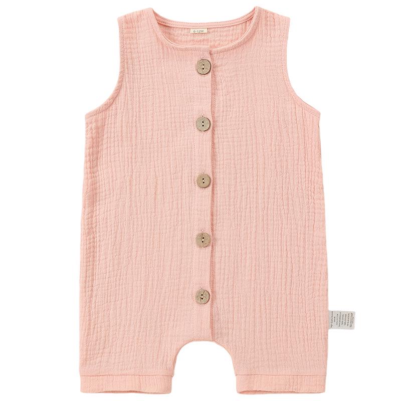 Mengqili Ademende Baby Katoenen Romper - Mouwloos, Effen Kleur Jumpsuit voor Pasgeborenen