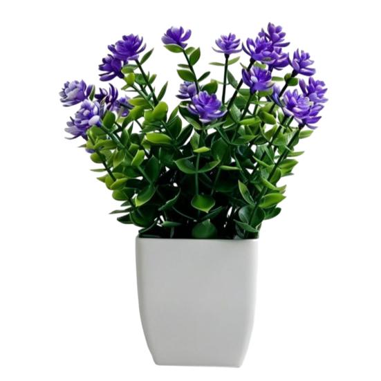 Umbra Studio Simulated Potted Plants, Mini Eucalyptus And Camellia Buds Plant, Maintenance-Free Fake Plants for Desktop Windowsill Balcony Decor
