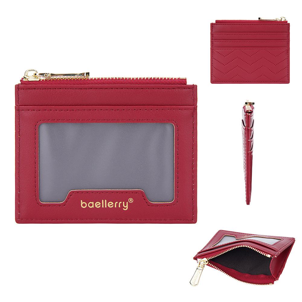 Baellerry Women's Short Purse Pu Leatehr Wallet Zipper Coin Purse Simple Fashion Card Hold Driver's License Key Holder