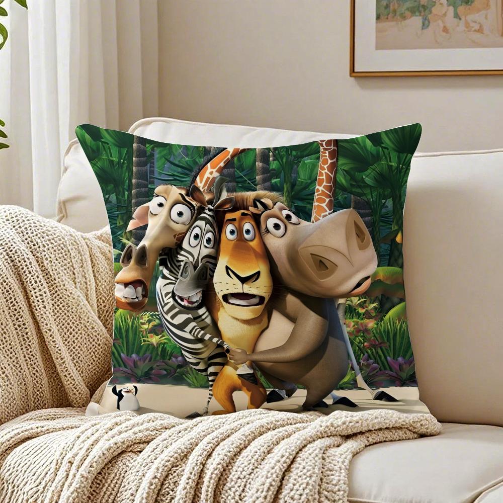 Funny American Movie MMadagascar Cushion Cover Pillowcase Antidustmite Living Room Sofa Decor Cushion Room