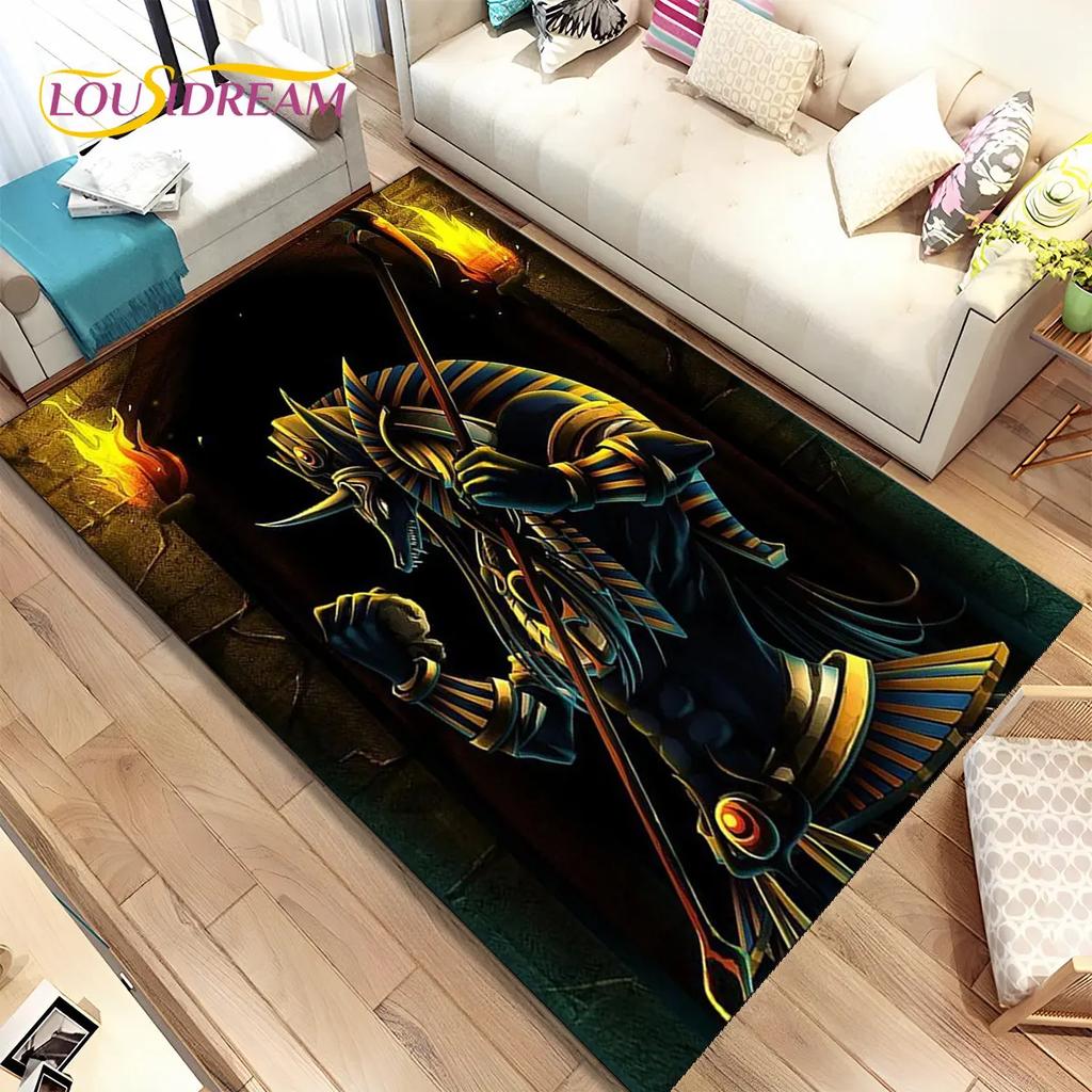 HD Egypt Anubis Horus Mythology Non-Slip Area Rug for Living Room Bedroom Sofa Kitchen Home Decor Floor Mat Carpet