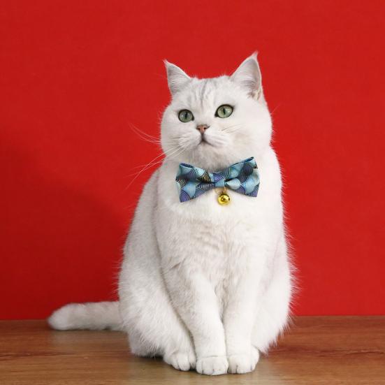 Kitten Collar Adjustable Safety Buckle Lovely Printed Bow Charm Dress Up Neck Jewelry Pet Neck Accessory Small Dog Collar with Bell Cat Supplies