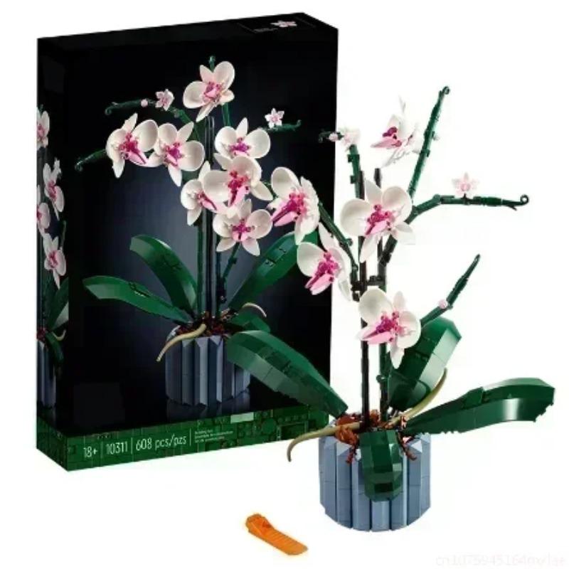 10311 Building Blocks Set Mini Model Orchid Pot Creative Flower Bouquet Ideas Assembled DIY Bricks Educational Toys for Children St Practical Use