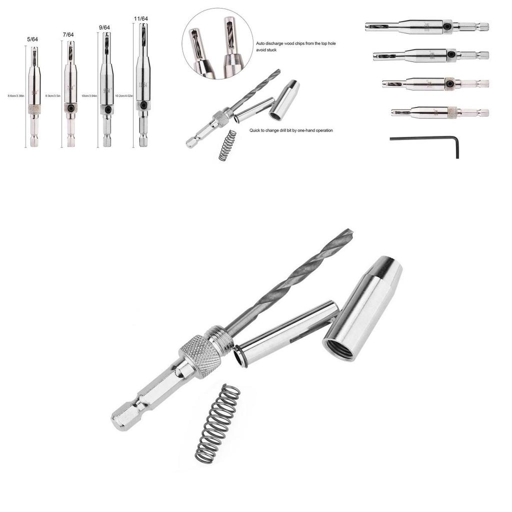 Premium Quality 4x Hex Shank Self Centering Door Window Hinge Twist Wood Drill Bit Hole Puncher With Brass Body