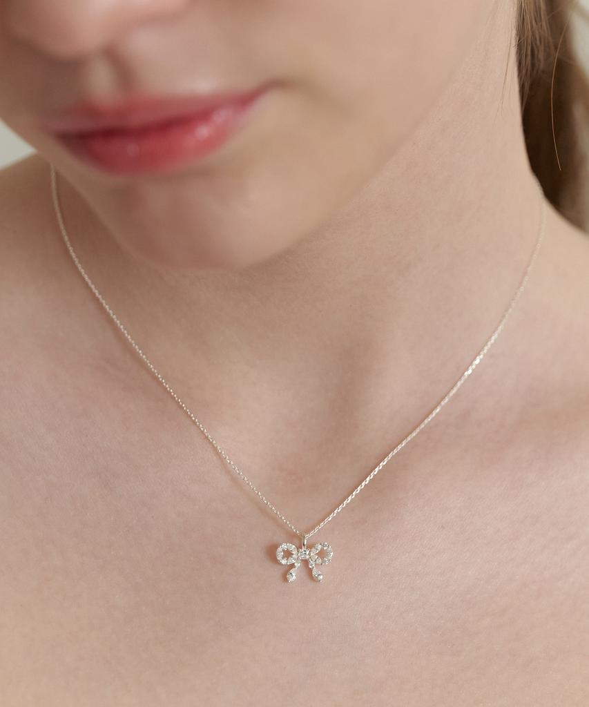 Tatiana (Silver 925) Cubic Ring Ribbon Necklace Nz2176