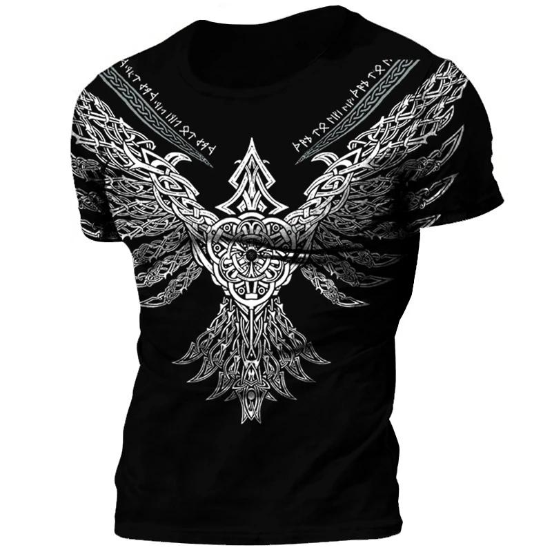 Été 2025 Nouveau Chaud Vintage Viking Tatouage Imprimé 3D T-shirt Homme Mode Street Confortable Respirant Grande Taille Haut Ample