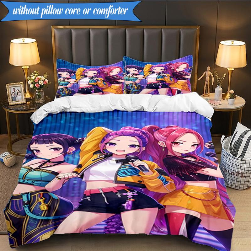 3PCS Kpop Demon Hunter Starlight Adventure Bedding Set 2D Printing (Includes 1 Duvet Cover + 2 Pillowcases Coreless), Bedroom decor,Fan gift