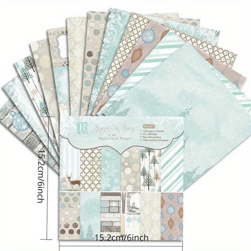 24 - Sheet 6×6" “Sounds of Snow” Patterned Paper Set - Winter & Christmas Themed for Scrapbooking, Journaling & Crafts