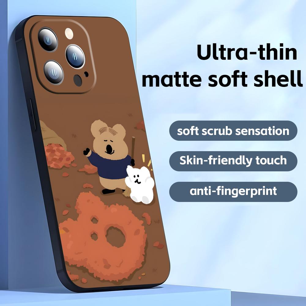 Funda Linda D-Dinotaeng Para iPhone17 16 16e 15 14 13 12 11 Plus Mini Pro Max Funda Suave Negra Antigolpes