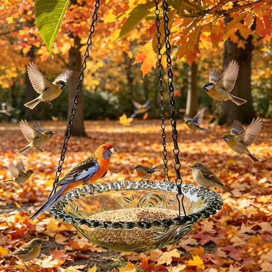 Vogelfutterspender mit abnehmbarer Schale Hängendes Vogelbad S-Haken-Design Vogelwanne Duschwanne für Garten Balkon Terrasse