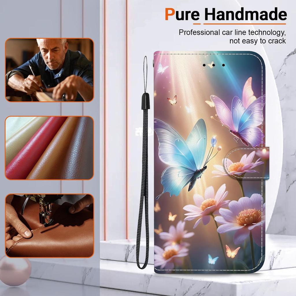 3D Abstract Art Painting Flower Animals Leather Phone Wallet Case Book Stand For Honor X7c Moto G75 Oppo A60 OnePlus 13 Realme 11 Card Slot Flip Cover