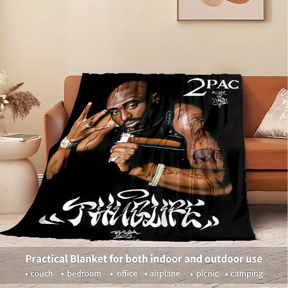 1pc Rapper,Music Legend,Hip Hop Flannel Blanket Lightweight Soft for All Seasons, Ideal for Couch, Office, Bed, Travel, Camping
