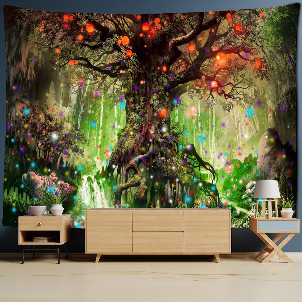 Mushroom Forest Tapestry Wall Hanging Psychedelic Witchcraft Dream Aesthetics Room Living Room Background Cloth Home Decor