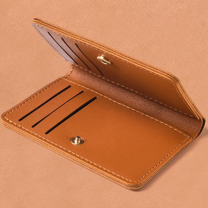 Solid Color PU Leather Small Wallet For Women Short Simple Women's Purse With Buttons Ultra Thin Credit Card Bag Coin Purse