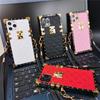 Lambskin Square Leather Lanyard Case for Samsung S23 S22 S21 Ultra S20 Fe A14 A54 Z Flip 3 A13 A23 A33 A53 A12 A22 A32 A52 A51/iphone/TCN CAMON/Redmi