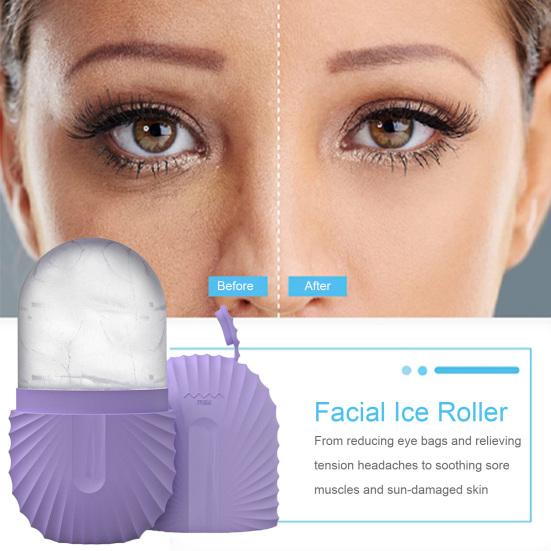 Silicone Ice Roller Mold To Reduce Puffiness & Face Lifting Oval Shape Ice Balls Mold Leak Proof Face Massage Roller for Skin Care Women Beauty Tool