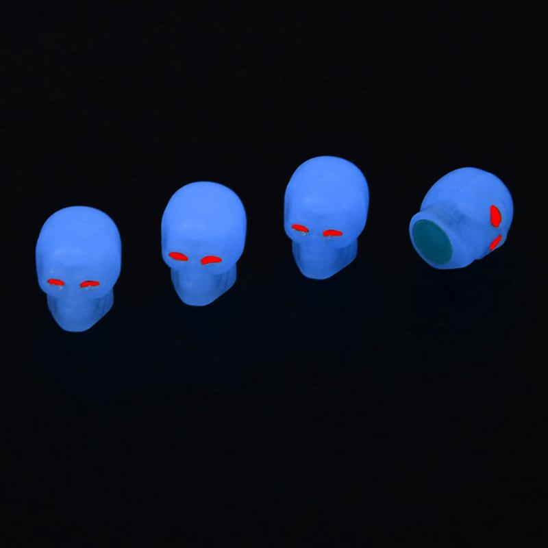 Totenkopf-Reifen-Leuchtventile, Kappe, Auto, Motorrad, Fahrrad, fluoreszierende Ventilschaftkappen, nachtleuchtende Düse
