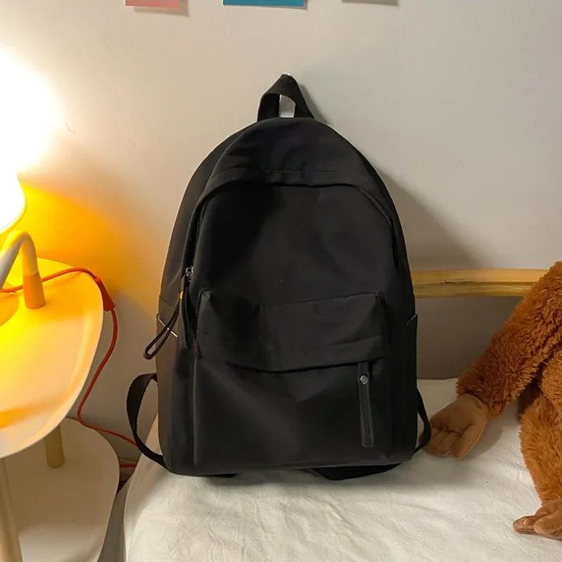 Wasserdichter Nylon-Rucksack für Damen Einfarbiger Schultaschen-Reiserucksack für Schülerinnen Schultasche Damen-Umhängetaschen