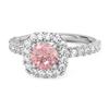 Rosa CZ Runder Kissen Halo Damen Ehering – 925 Sterling Silber