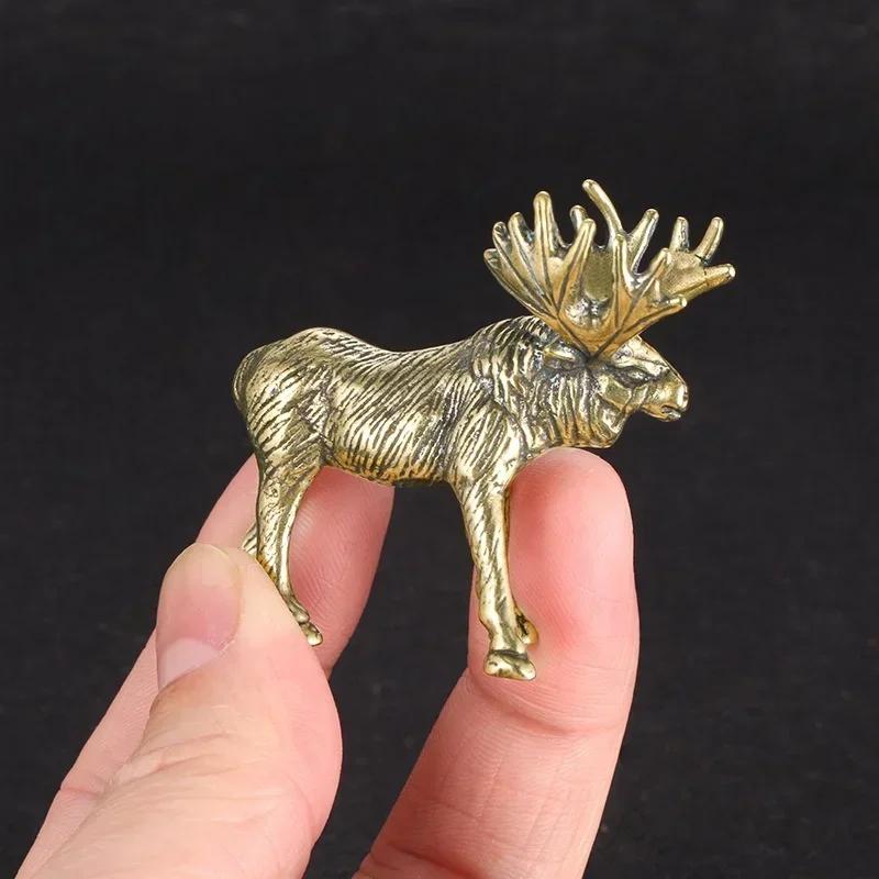 Creatieve Ambachten Massief Messing Eland Beeldjes Retro Dier Eland Kleine Statue Bureau Ornament Thee Huisdier Tafel Decor Ambachten Accessoires