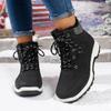 Mode Mode Dick Plüsch Warme Winterstiefel Damen Outdoor Wasserdicht Rutschfest Schneestiefel Frau Dicke Sohle Schnürung Baumwollgefütterte Schuhe
