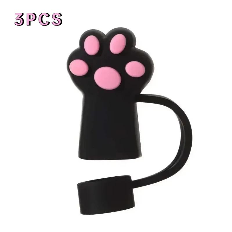 1/3 buc desene animate drăguț pisică gheare paie capac sticlă băutură praf paie capac bucătărie băutură paie accesorii